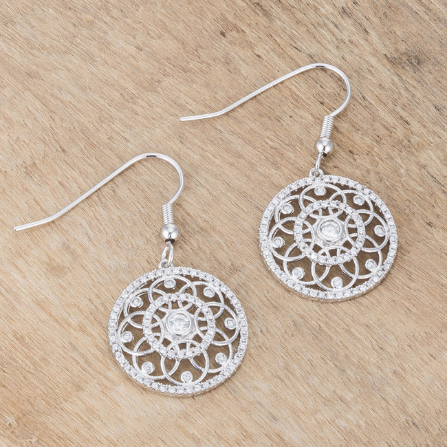 Lovcia Interlocking Circle Earrings with .95 Ct Round CZ and Rhodium Finish-Earrings-