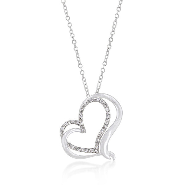 Lovcia Intertwined Hearts Rhodium Pendant-Pendants-