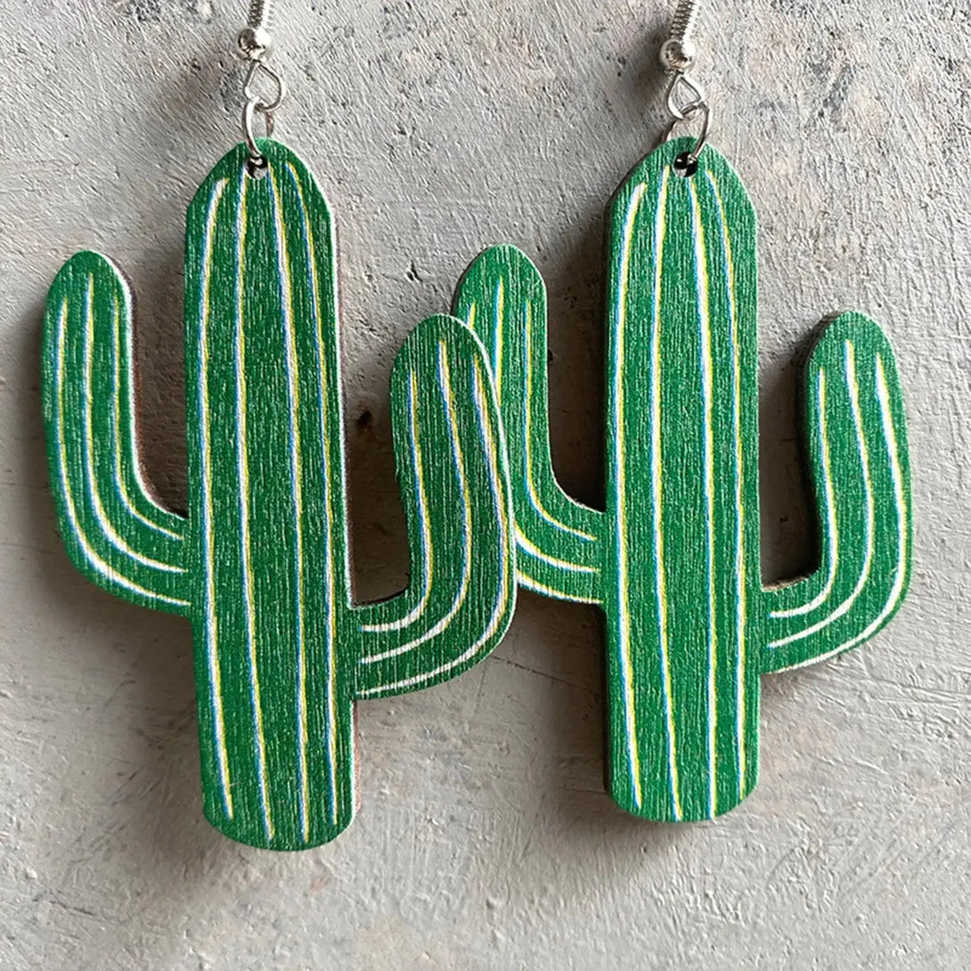 Lovcia Iron Hook Wooden Earrings-Earrings-Green-One Size-Green