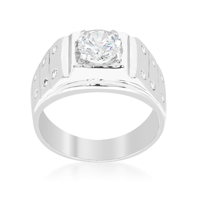 Lovcia Iron Man Inspired Platinum Luster Ring with Cubic Zirconia-Rings-8-8