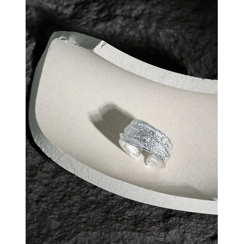 Lovcia Irregular 925 Sterling Silver Adjustable Ring-Rings-Rhodium-Rhodium