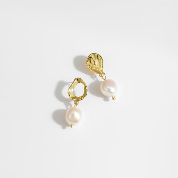 Lovcia Irregular Baroque Pearl Earrings Gold Plated 925-Earrings-