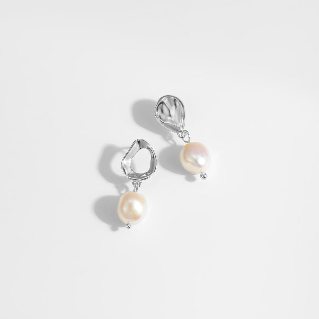 Lovcia Irregular Baroque Pearl Earrings Gold Plated 925-Earrings-