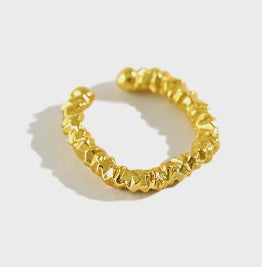 Lovcia Irregular Circle 925 Silver Non Pierced Earring Gold-Earrings-Yellow Gold-Yellow Gold