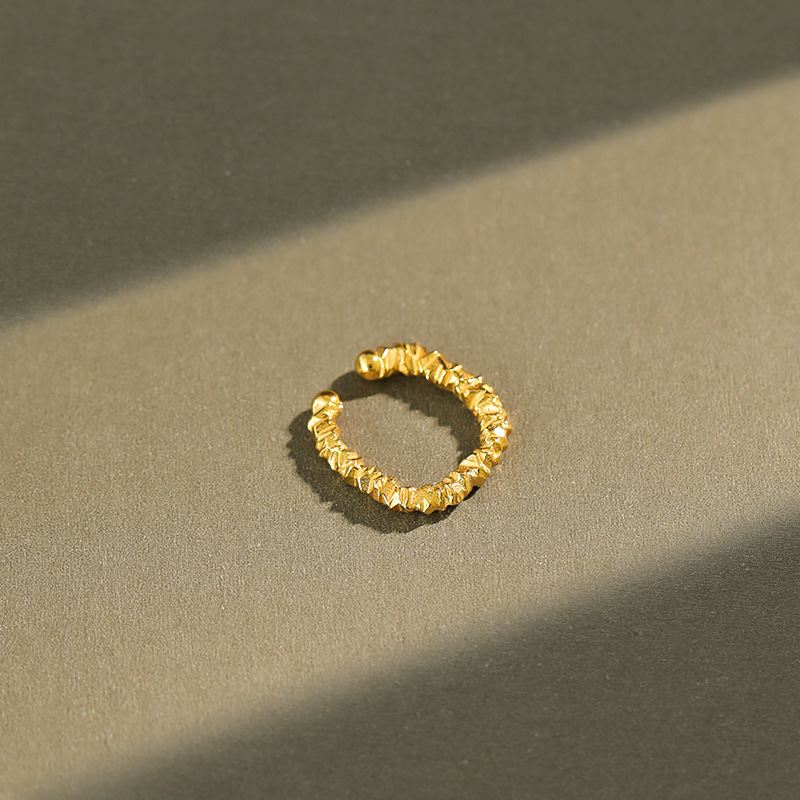 Lovcia Irregular Circle 925 Silver Non Pierced Earring Gold-Earrings-Yellow Gold-Yellow Gold