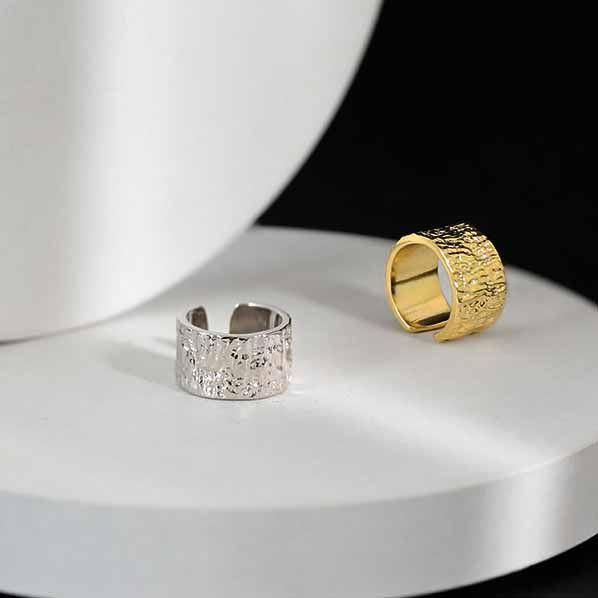 Lovcia Irregular Circle 925 Silver Non Pierced Earring Gold-Earrings-Yellow Gold-