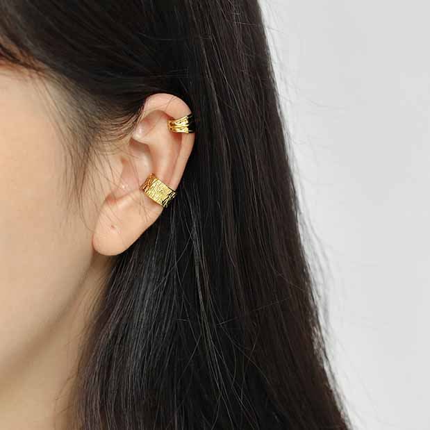 Lovcia Irregular Circle 925 Silver Non Pierced Earring Gold-Earrings-Yellow Gold-