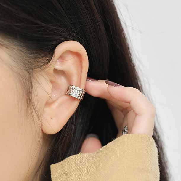 Lovcia Irregular Circle 925 Silver Non Pierced Earring Gold-Earrings-Yellow Gold-