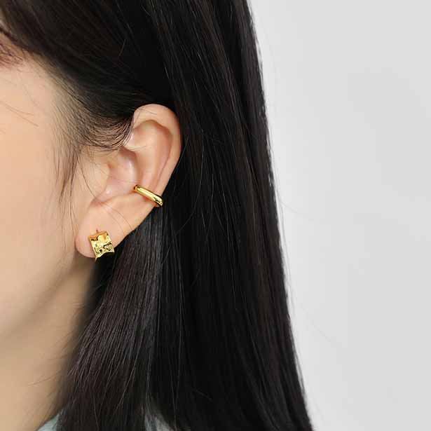 Lovcia Irregular Circle Earring 925 Sterling Silver Gold-Earrings-Yellow Gold-