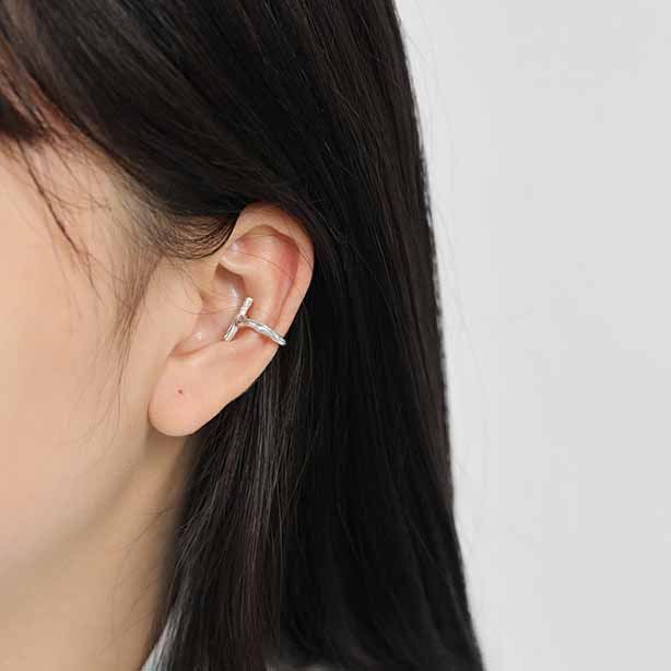 Lovcia Irregular Cross 925 Silver Non Pierced Earrings Gold-Earrings-Yellow Gold-