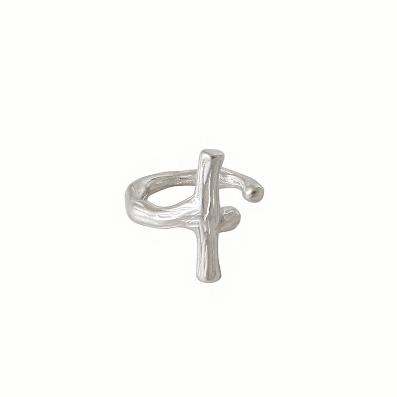 Lovcia Irregular Cross 925 Silver Non Pierced Earrings Gold-Earrings-Yellow Gold-