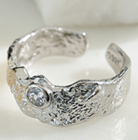 Lovcia Irregular CZ 925 Silver Adjustable Ring Gold-Rings-Silver-