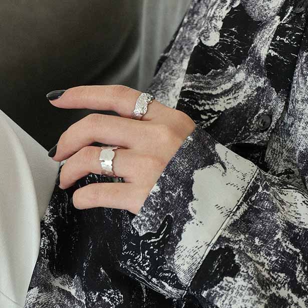 Lovcia Irregular CZ 925 Silver Adjustable Ring Gold-Rings-Yellow Gold-