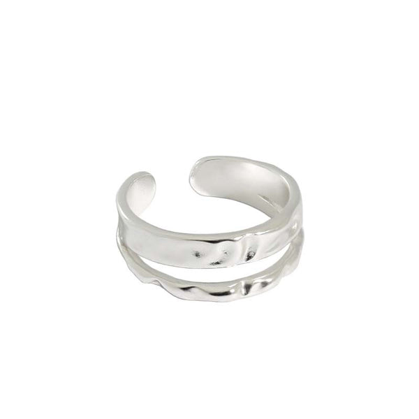 Lovcia Irregular Double Layer 925 Sterling Silver Open Ring-Rings-