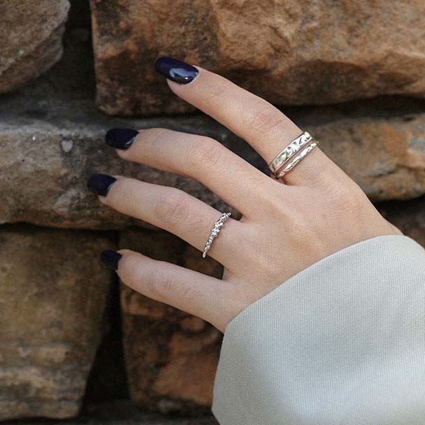 Lovcia Irregular Double Layer 925 Sterling Silver Open Ring-Rings-