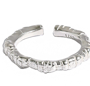 Lovcia Irregular Face Gold Plated Sterling Adjustable Ring-Rings-Silver-