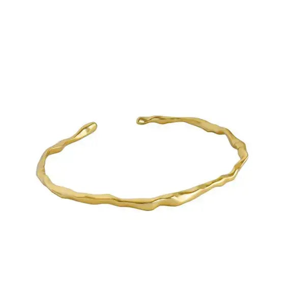 Lovcia Irregular Fashion Simple 925 Sterling Silver Open Bangle-Bracelets-Silver-Silver