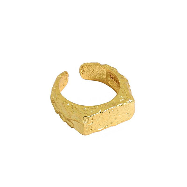 Lovcia Irregular Geometry 925 Silver Adjustable Ring Gold Plated-Rings-