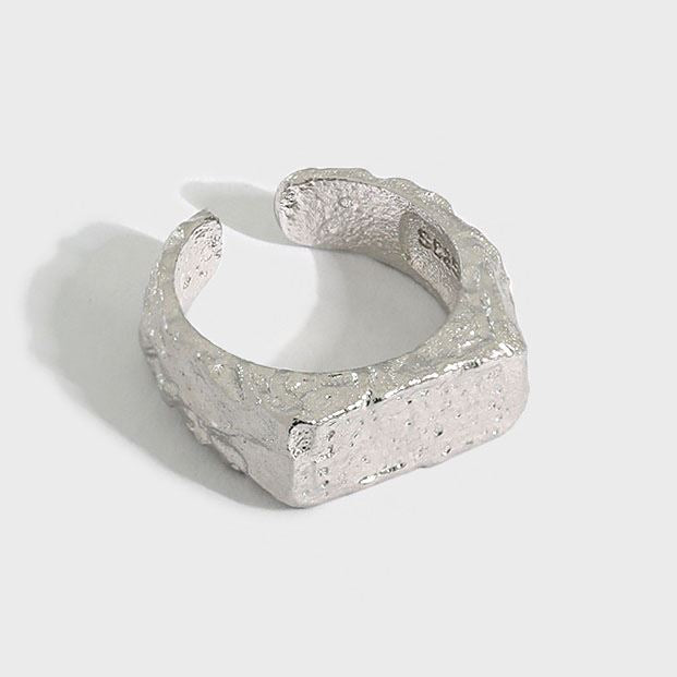 Lovcia Irregular Geometry 925 Silver Adjustable Ring Gold Plated-Rings-