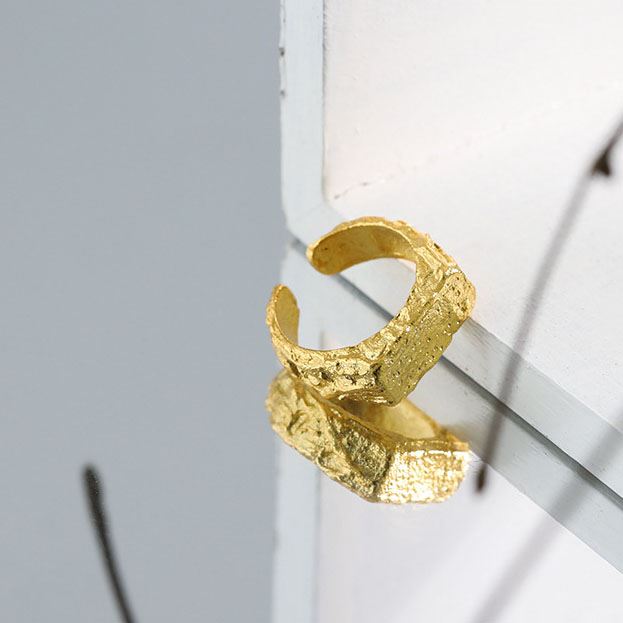 Lovcia Irregular Geometry 925 Silver Adjustable Ring Gold Plated-Rings-