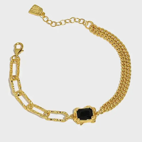 Lovcia Irregular Geometry Baguette Black CZ 925 Sterling Silver Bracelet-Bracelets-Silver-Silver