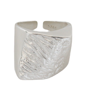 Lovcia Irregular Geometry Gold 925 Silver Adjustable Ring-Rings-Silver-