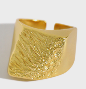 Lovcia Irregular Geometry Gold 925 Silver Adjustable Ring-Rings-Yellow Gold-