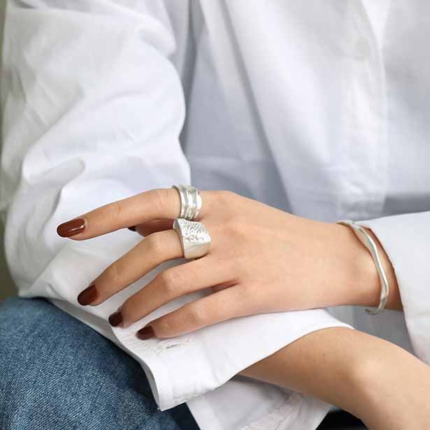 Lovcia Irregular Geometry Gold 925 Silver Adjustable Ring-Rings-Yellow Gold-