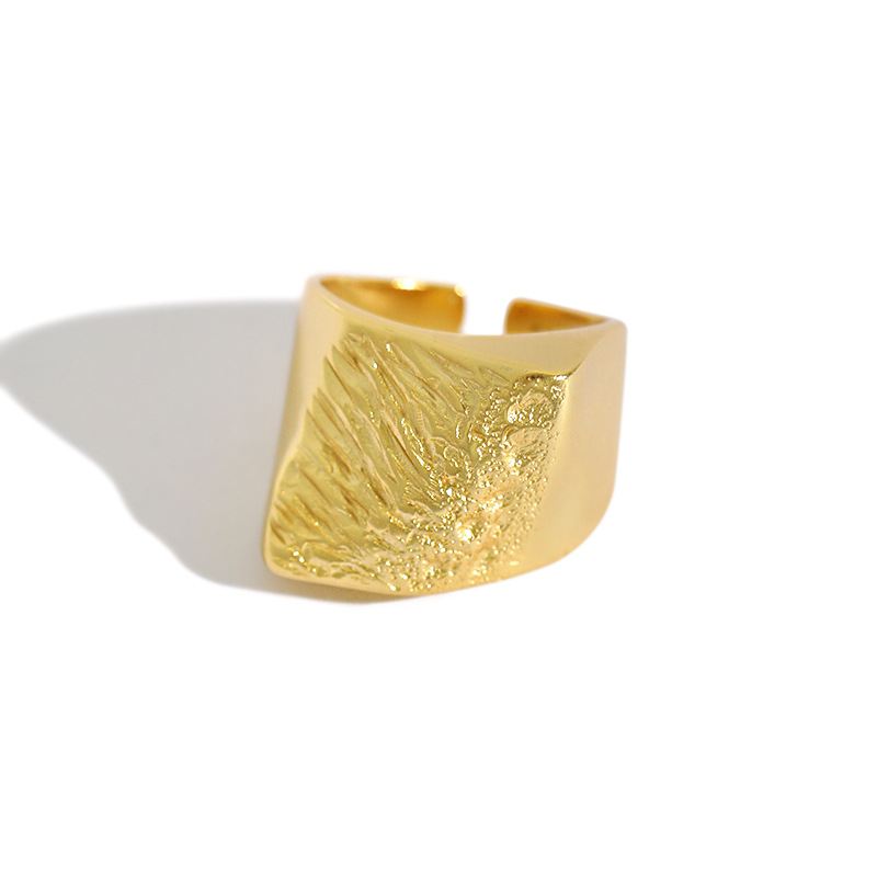 Lovcia Irregular Geometry Gold 925 Silver Adjustable Ring-Rings-Yellow Gold-
