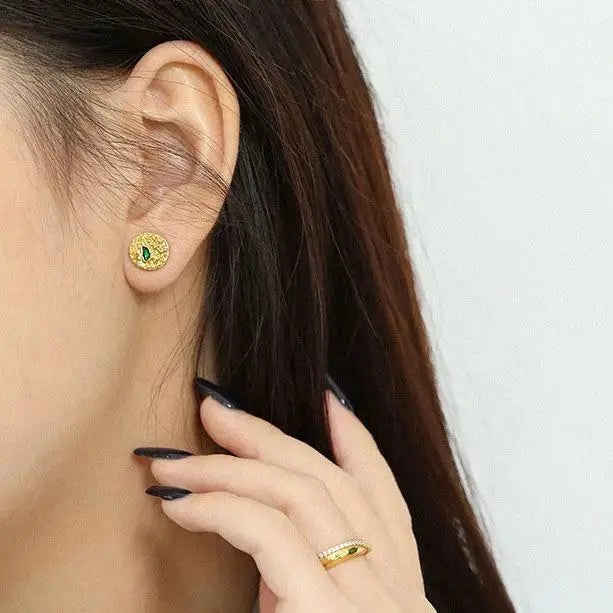 Lovcia Irregular Geometry Round 925 Sterling Silver Stud Earrings-Earrings-Silver-Silver