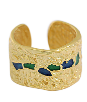 Lovcia Irregular Gold Plated Wide Ring 925 Adjustable-Rings-Yellow Gold-