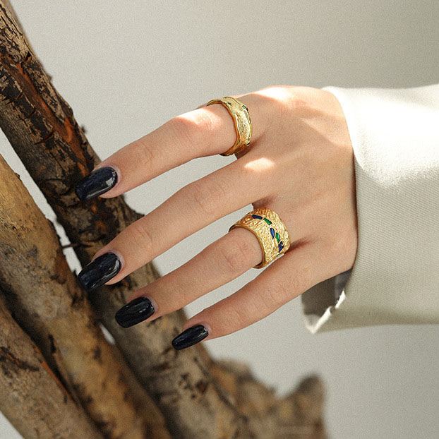 Lovcia Irregular Gold Plated Wide Ring 925 Adjustable-Rings-Yellow Gold-