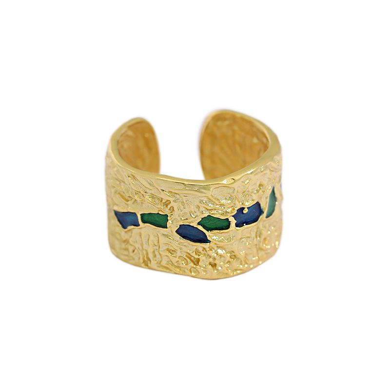 Lovcia Irregular Gold Plated Wide Ring 925 Adjustable-Rings-Yellow Gold-