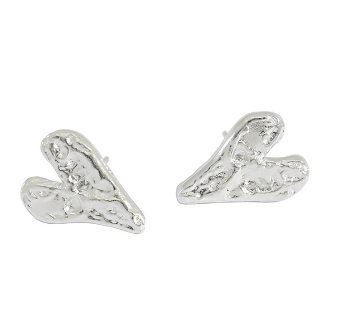 Lovcia Irregular Heart 925 Silver Stud Earrings Gold Plated-Earrings-Rhodium-Rhodium