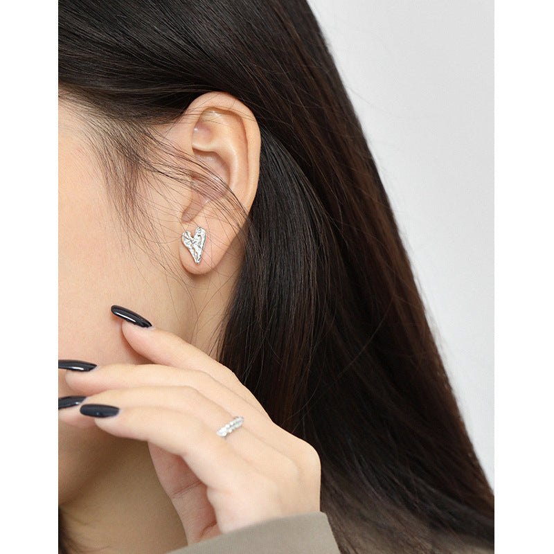 Lovcia Irregular Heart 925 Silver Stud Earrings Gold Plated-Earrings-Yellow Gold-Yellow Gold