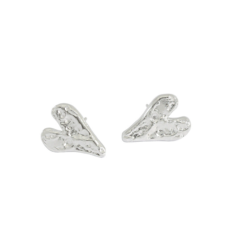 Lovcia Irregular Heart 925 Silver Stud Earrings Gold Plated-Earrings-Yellow Gold-Yellow Gold