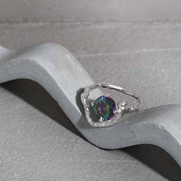 Lovcia Irregular Heart CZ 925 Silver Adjustable Ring-Rings-Yellow Gold-Yellow Gold