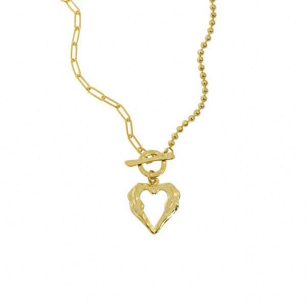 Lovcia Irregular Heart Gold Plated 925 Sterling Necklace-Necklaces-Yellow Gold-Yellow Gold