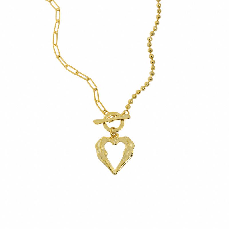 Lovcia Irregular Heart Gold Plated 925 Sterling Necklace-Necklaces-Yellow Gold-Yellow Gold