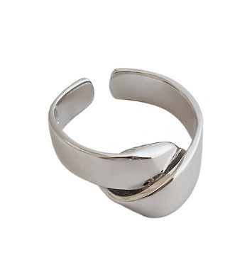Lovcia Irregular Heart Knot Ring Adjustable Gold Plated 925-Rings-Rhodium-Rhodium