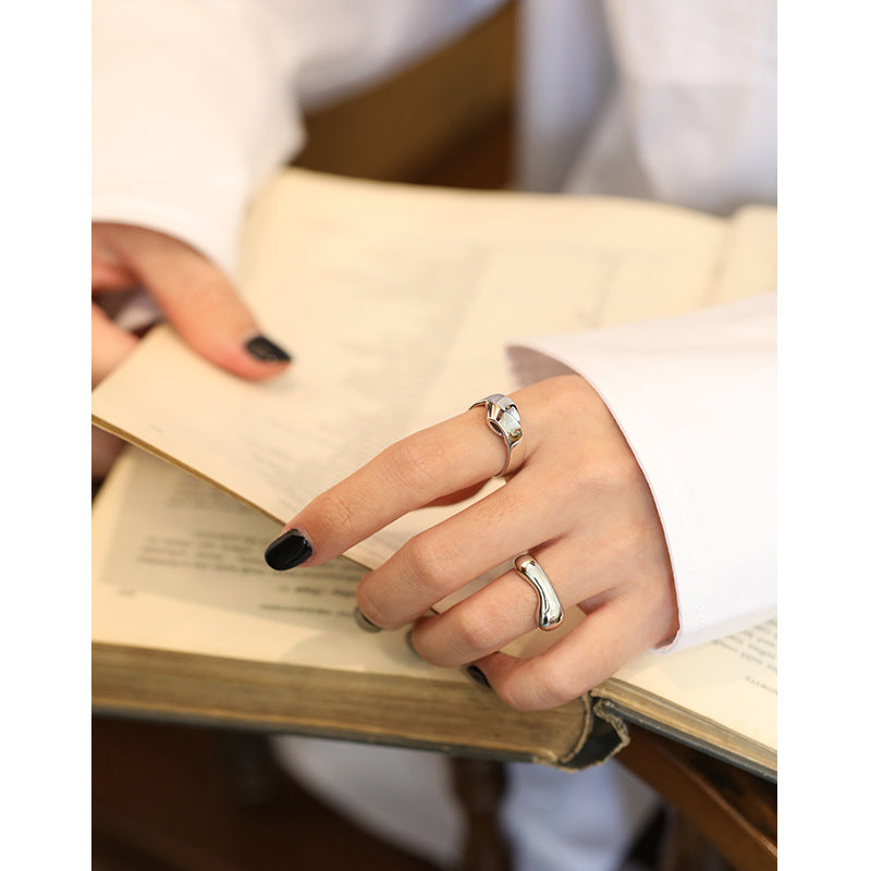 Lovcia Irregular Heart Knot Ring Adjustable Gold Plated 925-Rings-Yellow Gold-Yellow Gold