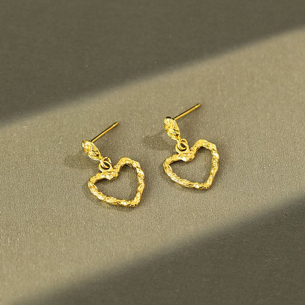 Lovcia Irregular Heart Love Dangle Earrings for Women in 925 Sterling Silver with 18K Gold/Rhodium Plating-Earrings-Silver-Silver