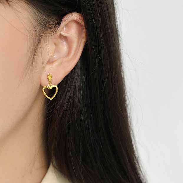 Lovcia Irregular Heart Love Dangle Earrings for Women in 925 Sterling Silver with 18K Gold/Rhodium Plating-Earrings-Silver-Silver