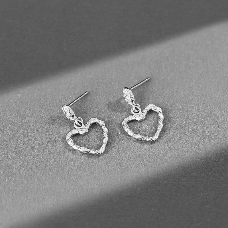 Lovcia Irregular Heart Love Dangle Earrings for Women in 925 Sterling Silver with 18K Gold/Rhodium Plating-Earrings-Silver-Silver