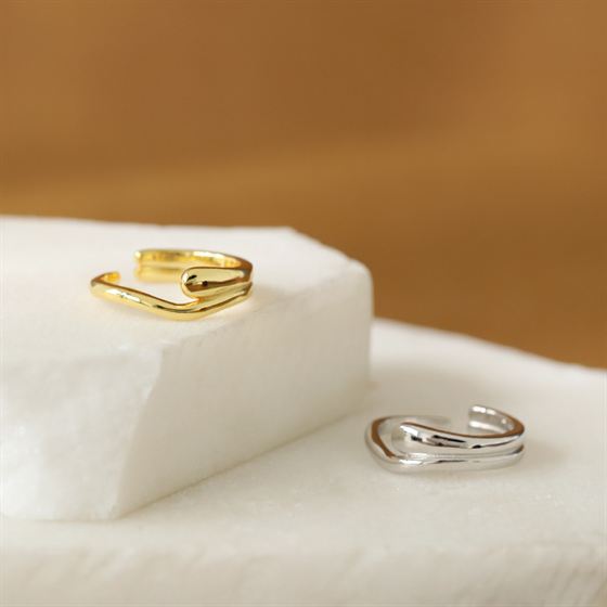 Lovcia Irregular Heart Ring Gold Plated Adjustable-Rings-Yellow Gold-Yellow Gold