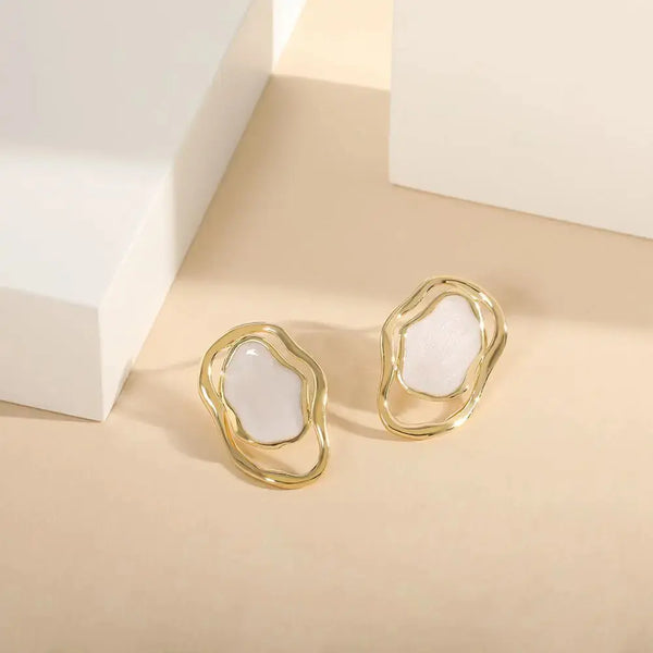 Lovcia Irregular Hollow Epoxy 925 Sterling Silver Stud Earrings-Earrings-Black-Black