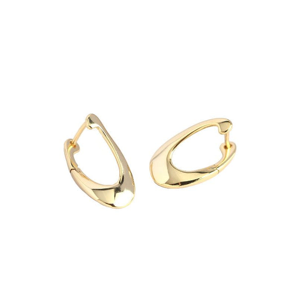 Lovcia Irregular Hollow Geometry Gold Hoop Earrings 17x10mm-Earrings-Yellow Gold-Yellow Gold