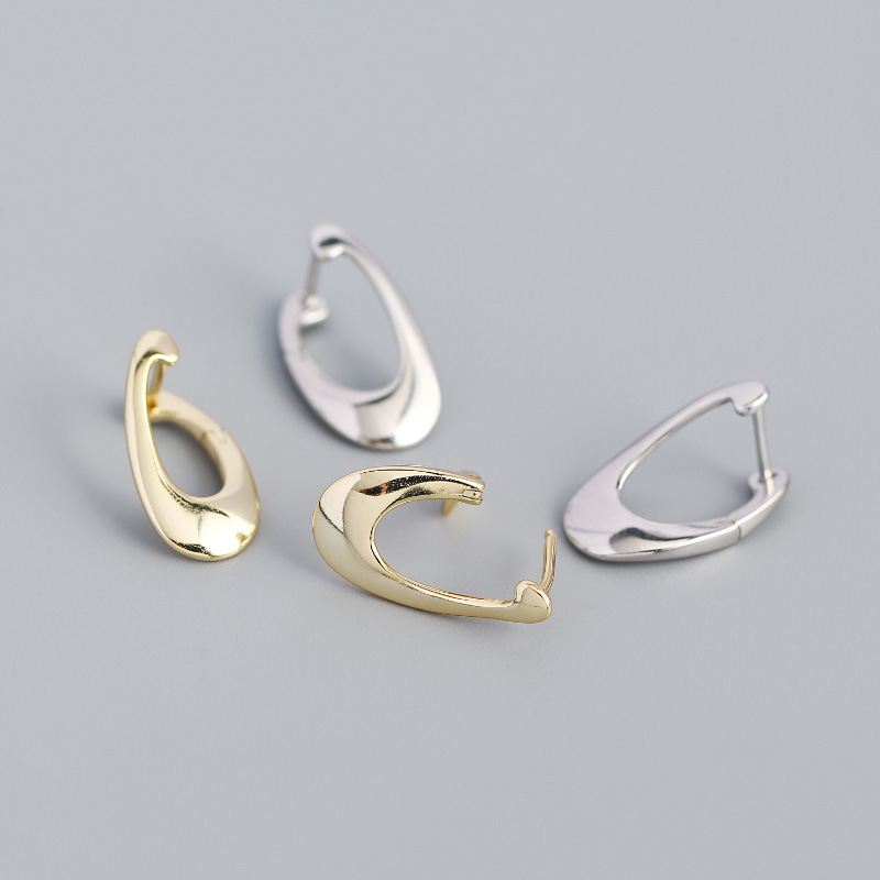 Lovcia Irregular Hollow Geometry Gold Hoop Earrings 17x10mm-Earrings-Yellow Gold-Yellow Gold