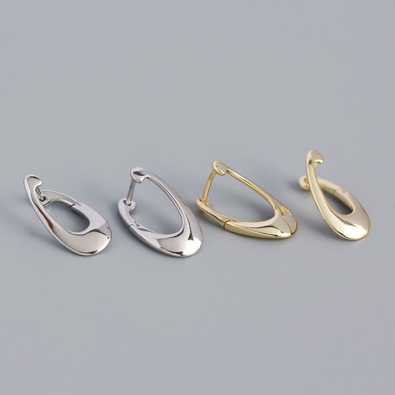 Lovcia Irregular Hollow Geometry Gold Hoop Earrings 17x10mm-Earrings-Yellow Gold-Yellow Gold