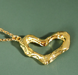 Lovcia Irregular Hollow Heart Necklace Gold Plated 410mm-Necklaces-Yellow Gold-